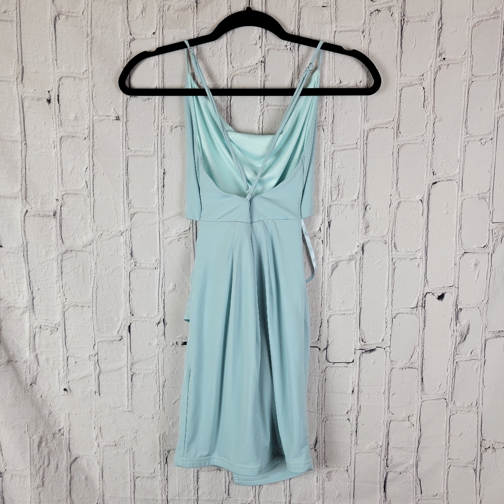 Hello Molly sky blue flowy fountains cut out front open back mini dress - Picture 8 of 15